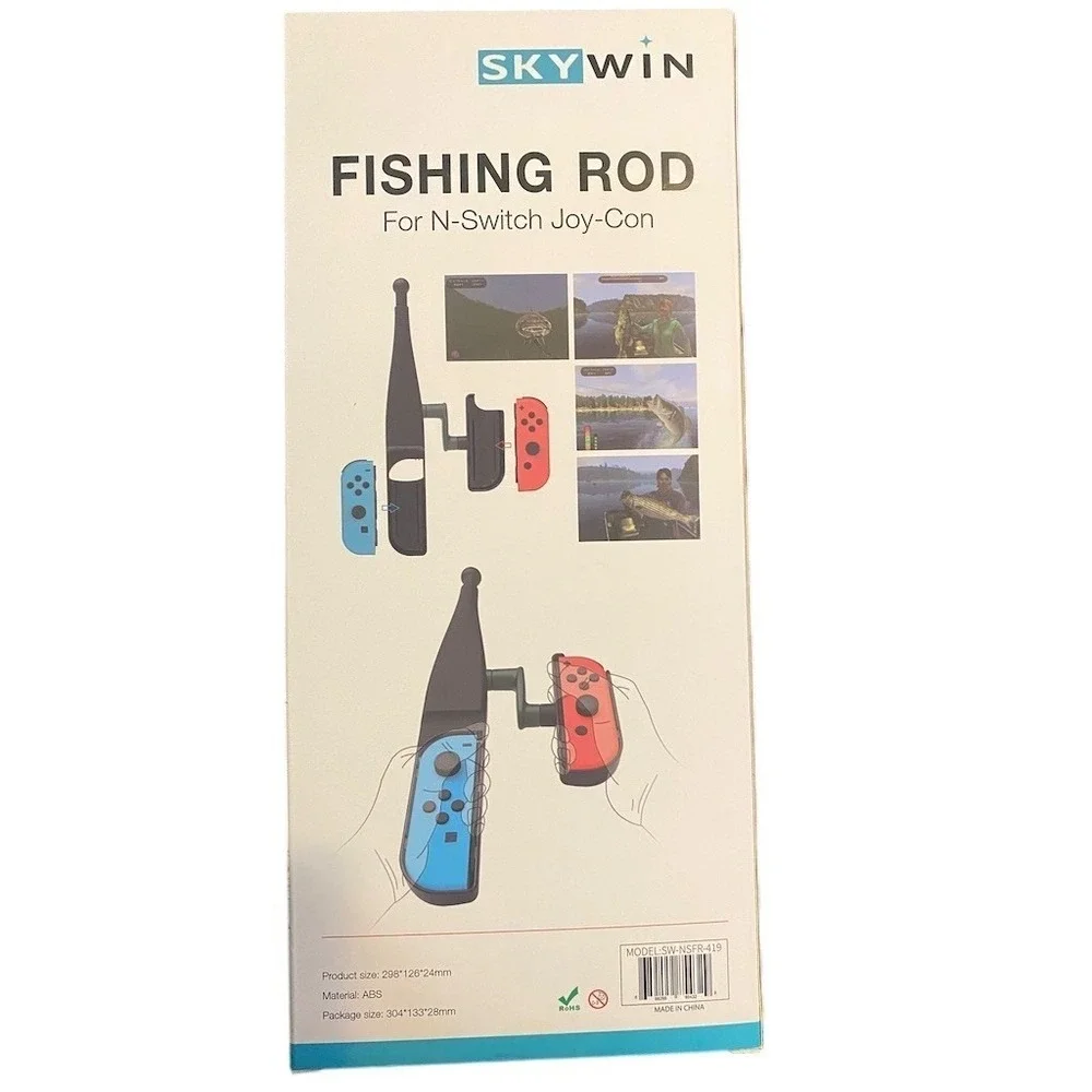 SKYWIN Fishing Rod Controller Attachment for Nintendo Switch Joy-Con Black‎